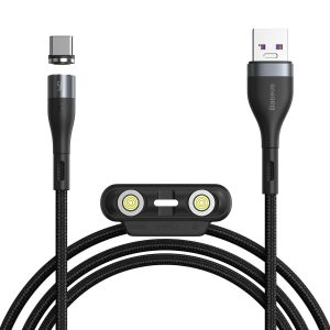 Baseus Magnetic Data Cable Usb To M+L+C 5A 1M Grey+Black