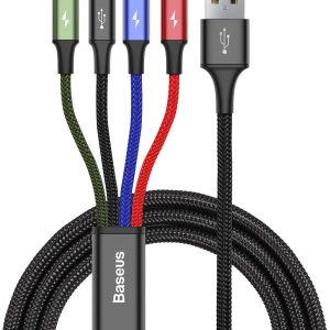 BASEUS CA1T4-B01 FAST 4-IN-1 CABLE FOR LIGHTNING+TYPE-C(2)+M
